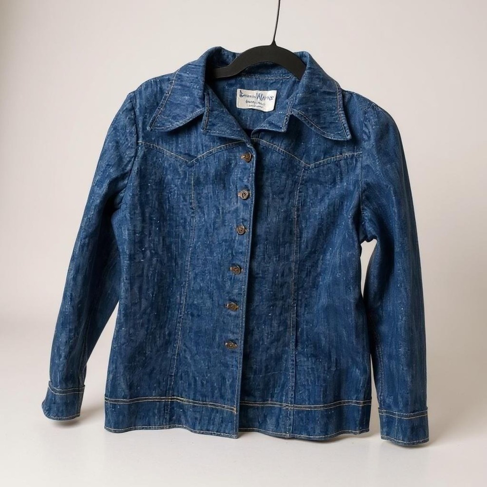 Denim Works Dana Point Jacket Western Denim Blue Button Front Vintage 70s Era